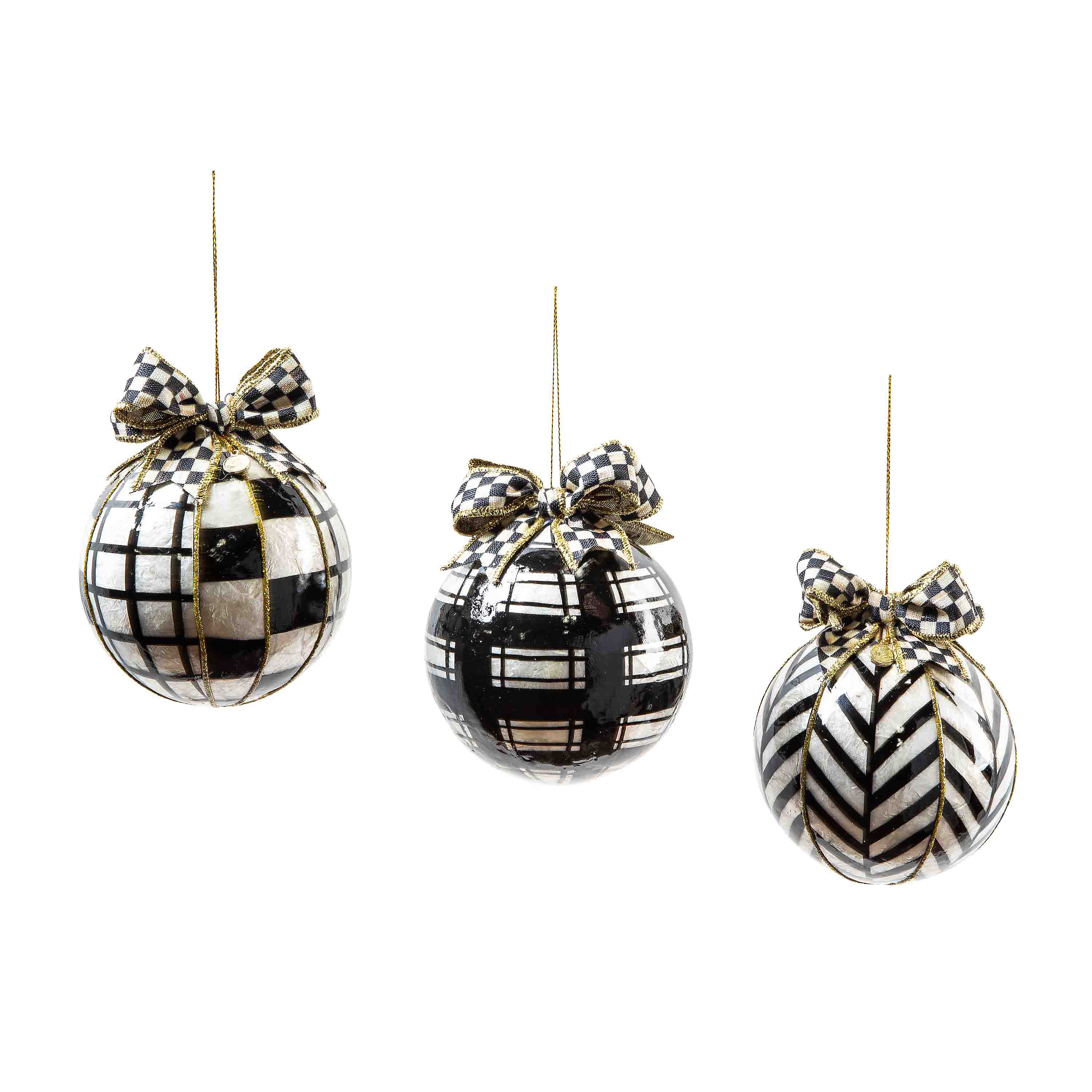 Glam Up Geometric Capiz Ball Ornaments, Set of 3 mackenzie-childs Panama 0
