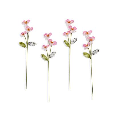 Pink Pansy Beaded Flower Stem, Set of 4 mackenzie-childs Panama 0