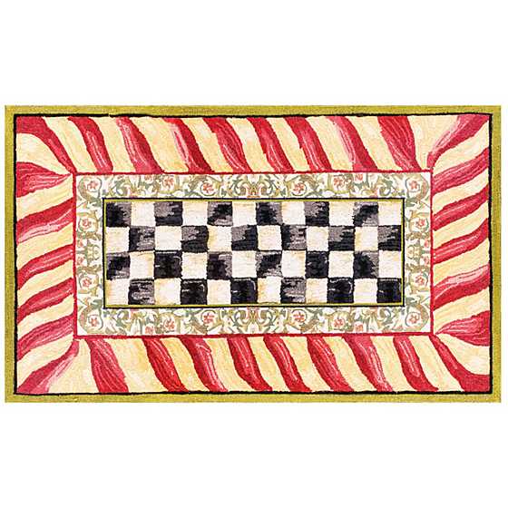 Courtly Check Red & Gold 3' x 5' Washable Rug