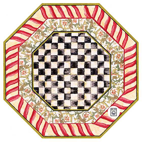 Courtly Check Washable Rug - Red & Gold - 6' Octagon image two