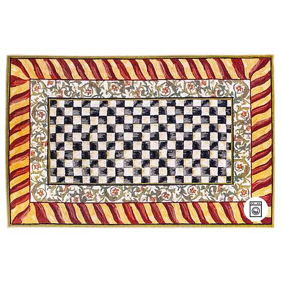 Courtly Check Washable Rug - Red & Gold - 5' x 7'6" image two