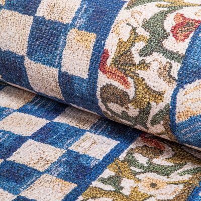 Truly Royal Check 6' Octagon Washable Rug Image 4