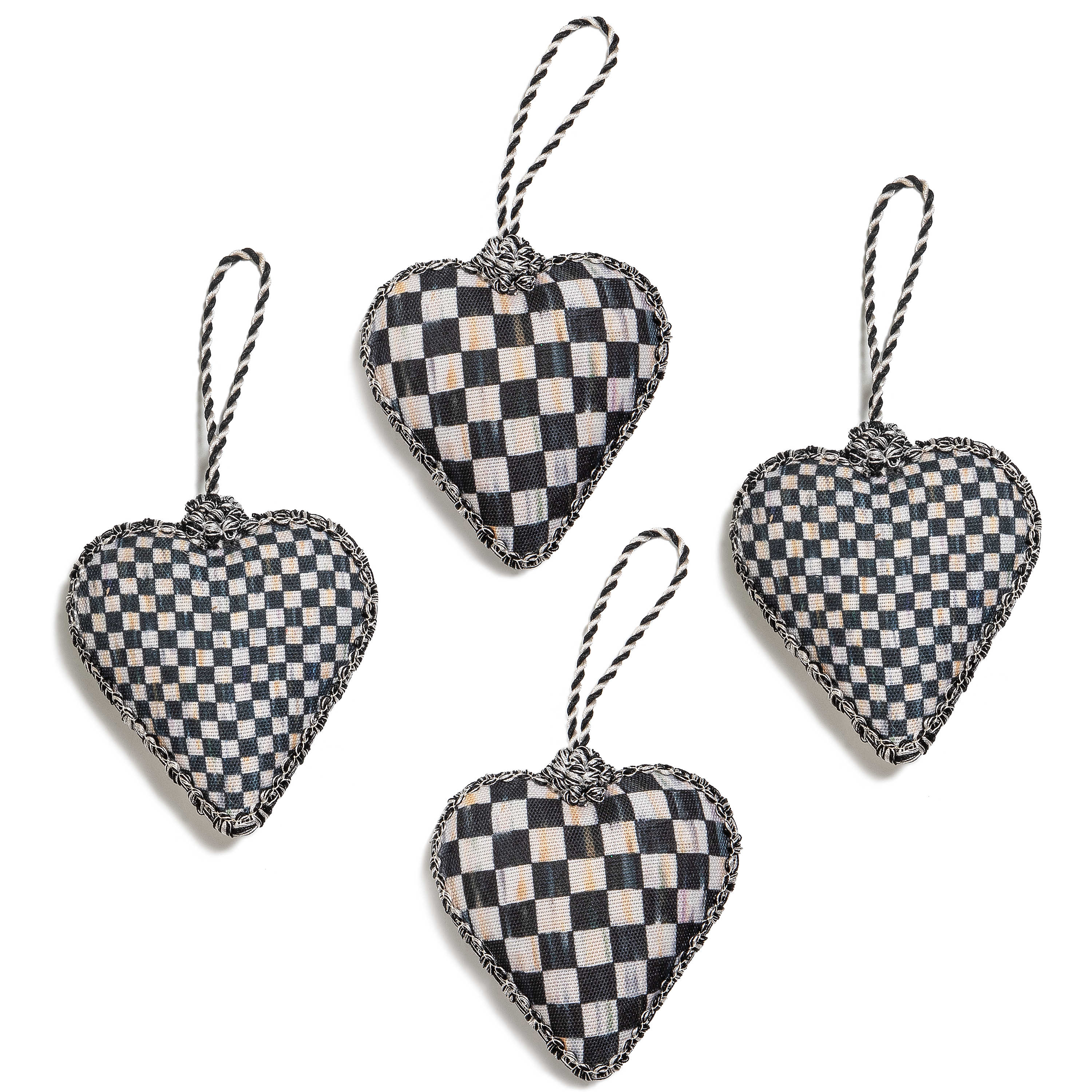 Courtly Check Heart Ornaments, Set of 4 mackenzie-childs Panama 0