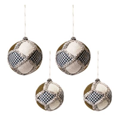 Farmhouse Patchwork Ball Ornaments, Set of 4 mackenzie-childs Panama 0