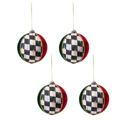 Velvet Patchwork Large Ball Ornaments, Set of 4 mackenzie-childs Panama 0