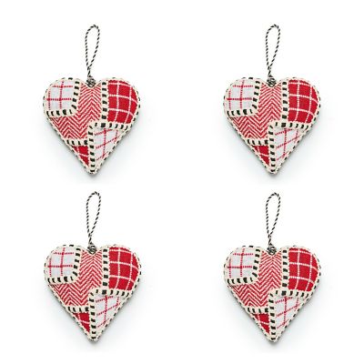 Cozy Christmas Patchwork Heart Ornaments, Set of 4 mackenzie-childs Panama 0