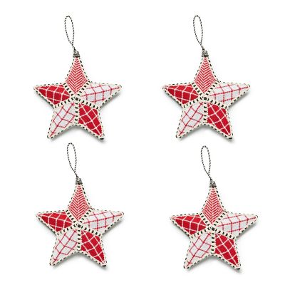 Cozy Christmas Patchwork Star Ornaments, Set of 4 mackenzie-childs Panama 0