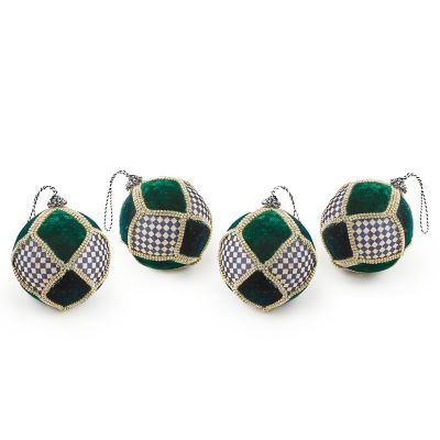 Emerald Luxe Patchwork Ball Ornaments, Set of 4 mackenzie-childs Panama 0