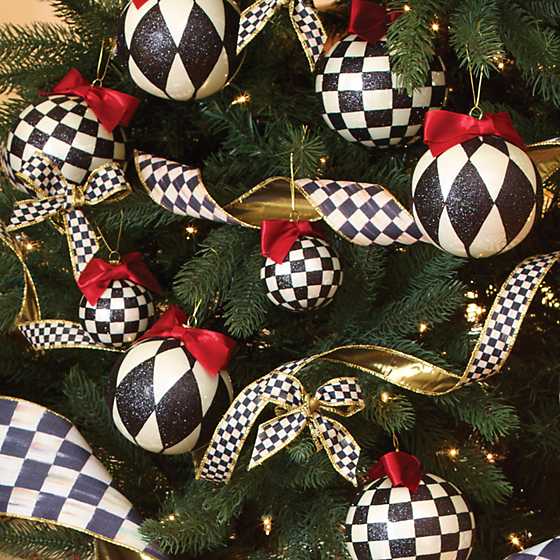Mackenzie Childs Lexington Avenue Ornaments *Set of 3* NIB Courtly Check ~ NLA ~