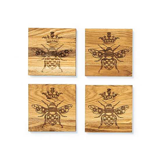 Queen Bee Wooden Coasters - Set of 4