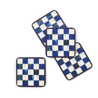 Royal Check Cork Back Coasters, Set of 4