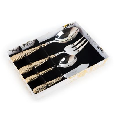 Mackenzie-Childs Check Steak Knives Gold Plated , Set of 4 GIFT