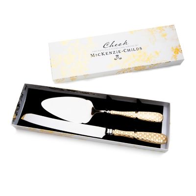 Mackenzie-Childs Check Steak Knives Gold Plated , Set of 4 GIFT