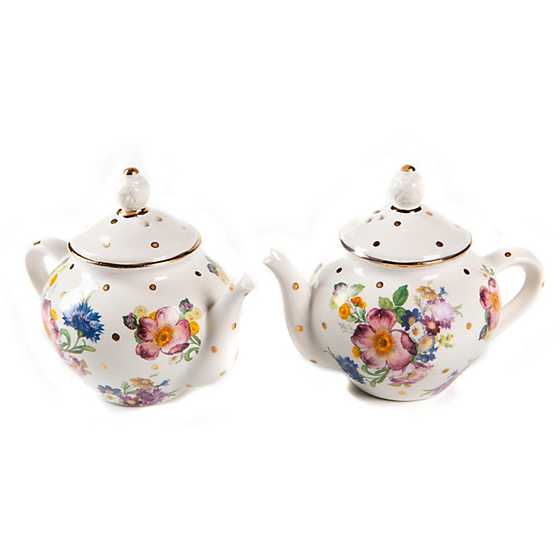 Flower Market Teapot Salt & Pepper Set - White image one