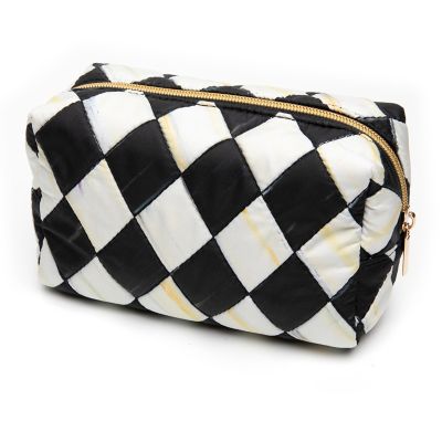 White Checkered Makeup Bag