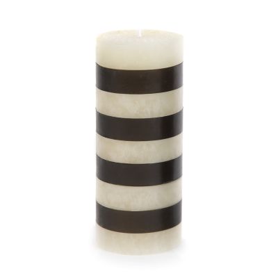 Bands 6" Black & Ivory Pillar Candle