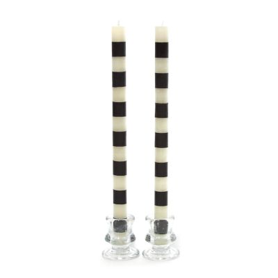 Bands Black Dinner Candles, Set of 2