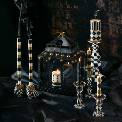 MacKenzie-Childs  Mini Black & Gold Dinner Candles, Set of 6