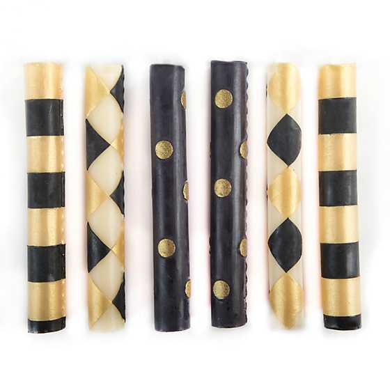 Mini Dinner Candles - Black & Gold - Set of 6 image one