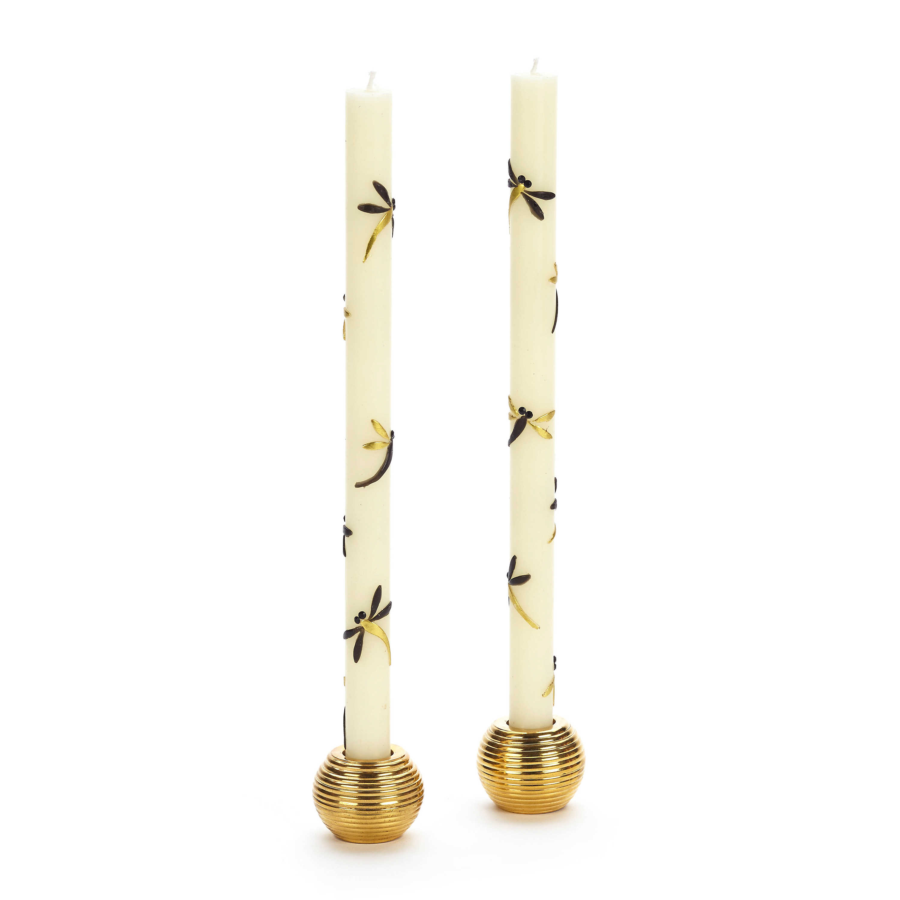 Dragonfly Dinner Candles - Black & Gold - Set of 2 mackenzie-childs Panama 0
