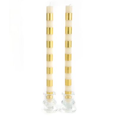 Bands Gold Dinner Candles, Set of 2