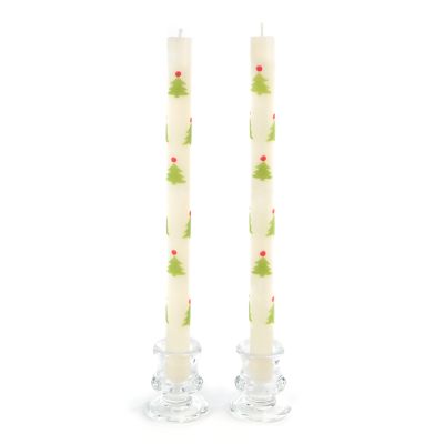 Christmas Tree Dinner Candles - Red & Green - Set of 2