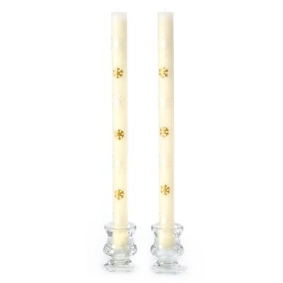 Snowflake Dinner Candles - Gold & Pearl - Set of 2 mackenzie-childs Panama 0