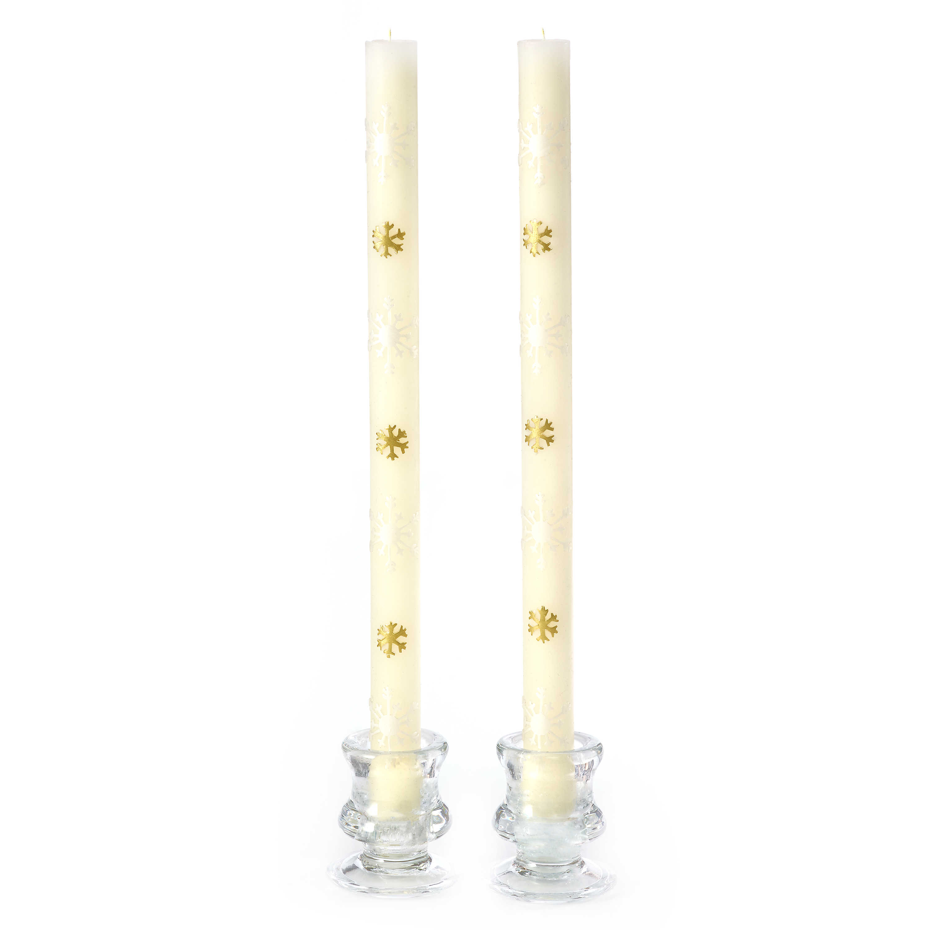 Snowflake Dinner Candles - Gold & Pearl - Set of 2 mackenzie-childs Panama 0