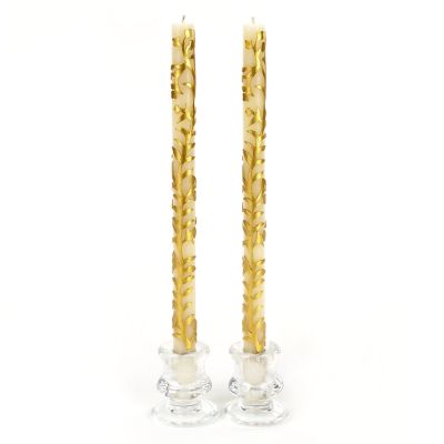 MacKenzieChilds Vine Dinner Candles Gold Set of 2