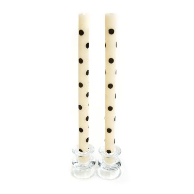 Dot Dinner Candles - Black - Set of 2