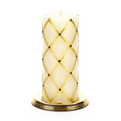 MacKenzieChilds Sparkly Pillar Candle 6" Gold & Red