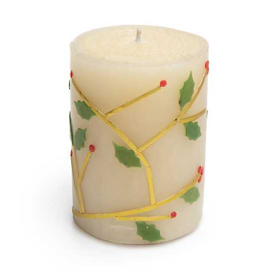 Holly Pillar Candle - 4"
