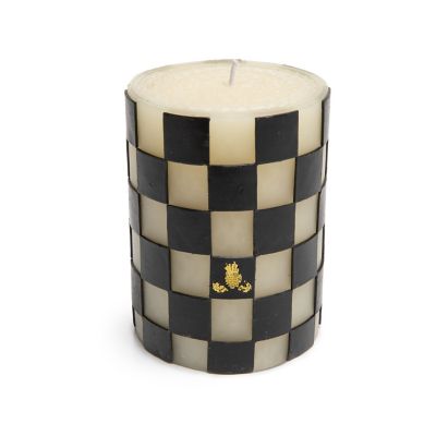 Check 4" Black Pillar Candle