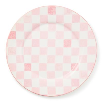 Pink Check Round Platter mackenzie-childs Panama 0