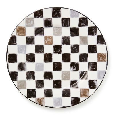 Black Check Round Platter mackenzie-childs Panama 0