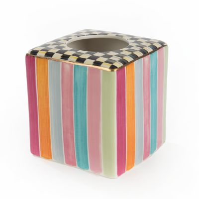 MacKenzie-Childs  Black & White Tartan Boutique Tissue Box Cover