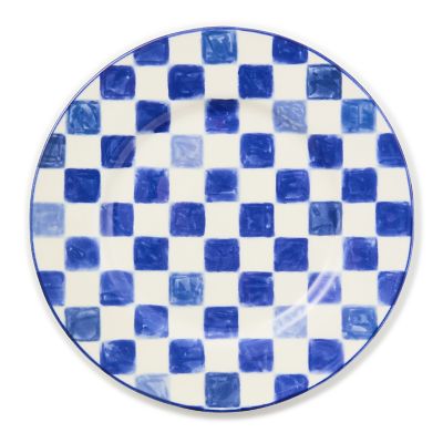 Indigo Check Dinner Plate mackenzie-childs Panama 0