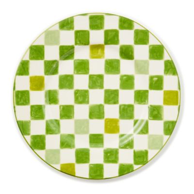 Green Check Dinner Plate mackenzie-childs Panama 0