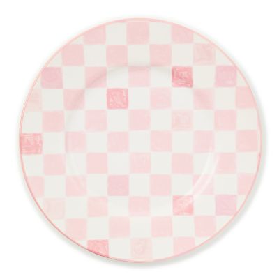 Pink Check Dinner Plate mackenzie-childs Panama 0