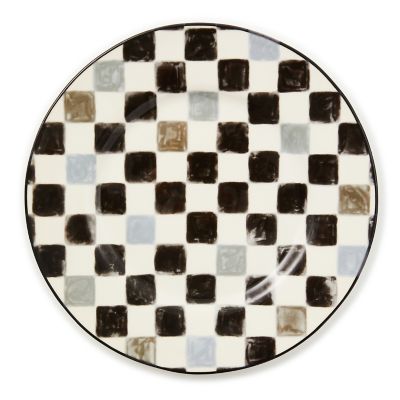Black Check Dinner Plate mackenzie-childs Panama 0