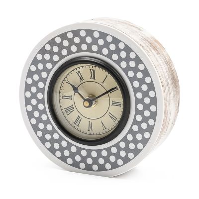 Sterling Dotty Round Desk Clock