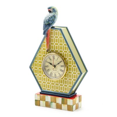 Fleur de Leaf Parrot Desk Clock mackenzie-childs Panama 0