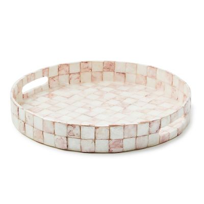 Rosy Check Capiz Round Tray mackenzie-childs Panama 0