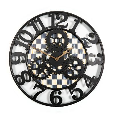 Courtly Check Large Farmhouse Wall Clock mackenzie-childs Panama 0