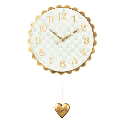 Sterling Check Heart Pendant Wall Clock mackenzie-childs Panama 0