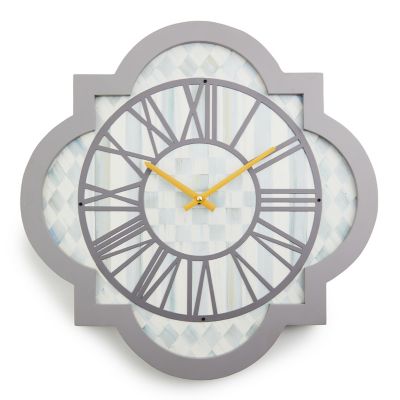 Sterling Check Tile Wall Clock mackenzie-childs Panama 0