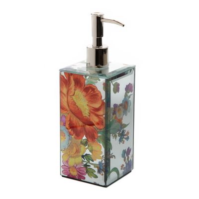 Glass Soap Dispenser - Floral Border