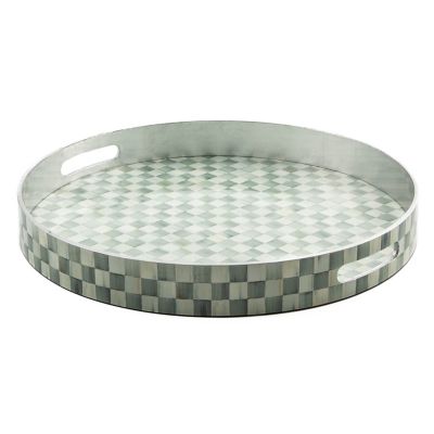 Sterling Check Lacquer Round Tray image three