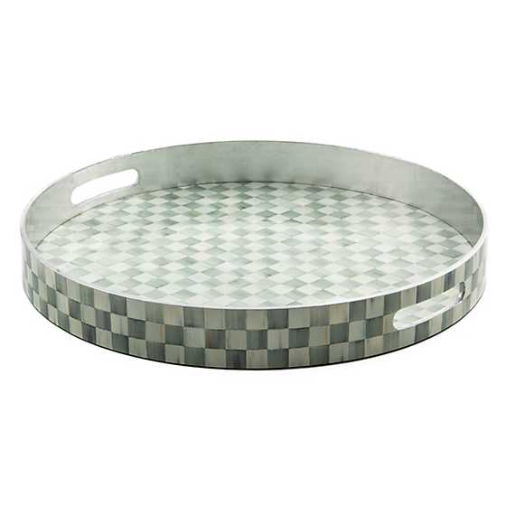 Sterling Check Lacquer Round Tray image three