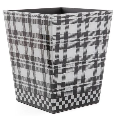 Black & White Tartan Waste Bin mackenzie-childs Panama 0